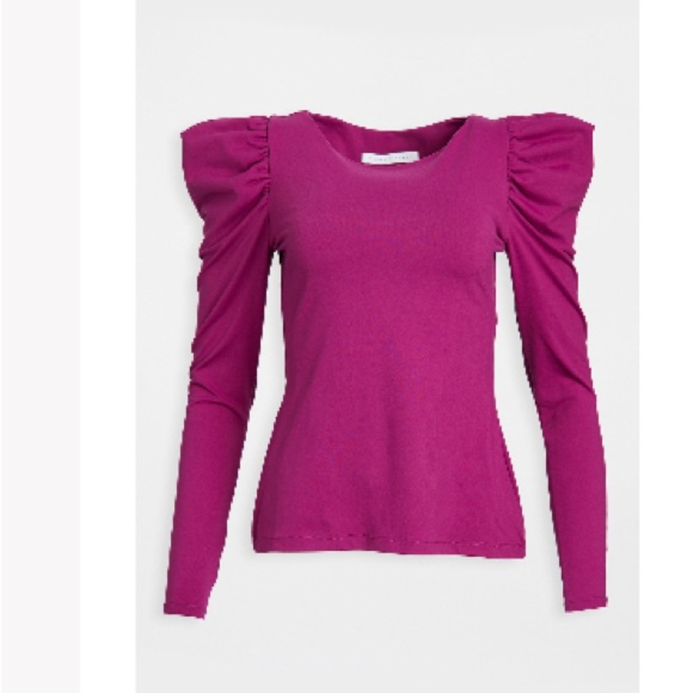 Susana Monaco Pink Puff Sleeve Ruched Blouse